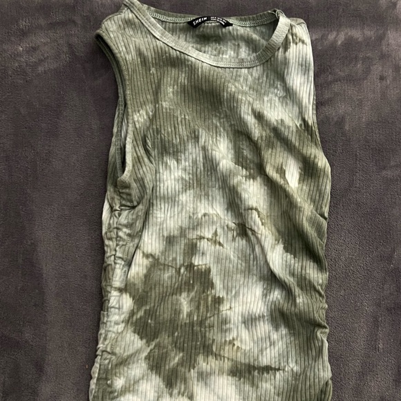 NEW l Tie Dye Drawstring Ruched Side Rib-Knit Dress - Picture 3 of 3
